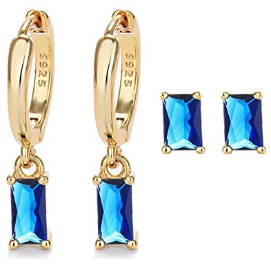 Creolen Gold mit blauen Ohrringen, creolen gold klein für Frauen 14K Gold Ohrringe Set hypoallergene Schmuck Gold Ohrringe für Mädchen und Männer