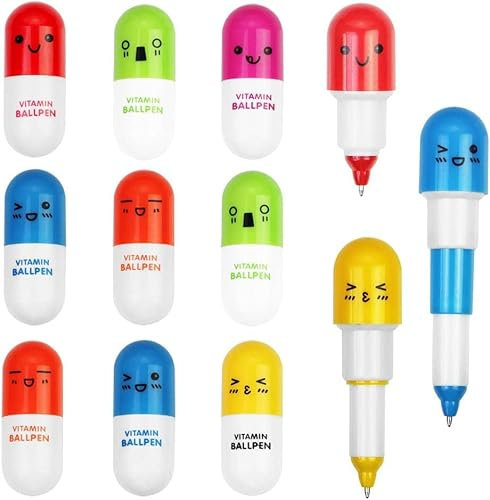 Kapsel Stift, Stifte Pille, Pille Kugelschreiber, 12PCS Kugelschreiber Kreativ Niedliche Stifte Druckkugelschreiber Lustige Stifte Kugelschreiber Kinder Mini Stifte für Schule Büro Zuhaus