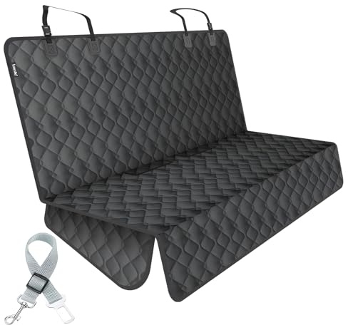 Lassie Waterproof Dog Car Seat Cover for Back Seat, Heavy-Dut Car Seat Covers for Dogs, Washable Bench Seat Cover Car, Universal Car Seat Protector for Backseats,Trucks & SUVs (137 X 127 CM) (Black)