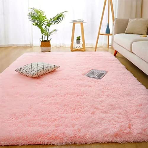 RUGMRZ Salon Auslegware Lange Haare sind weich und bequem Teppich Wohnzimmer kurzflor Hellrosa esstisch deko teppiche Bad Matte Salon Auslegware teppische modern200x300CM