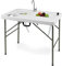 GOPLUS 2 en 1 Table de Nettoyage de Poisson Pliante avec 2 Éviers & Robinet Rotatif 360°, Table de Pêche Portable en Acier, pour Camping, Pêche, Pique-Nique, Charge 150KG, 101,5X65,5X107,5 CM