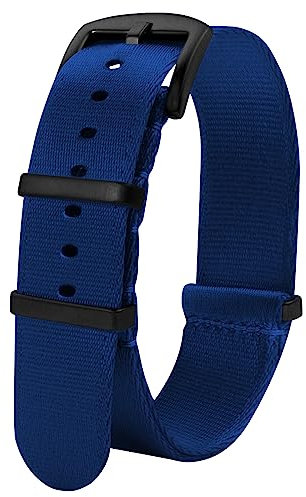 TStrap Nato Uhrenarmband 20mm Nylon - Blau Armband Uhren für Herren Damen Ersatz - Weich Schnellwechsel Uhrband Ersatzarmband Uhr - 18mm 20mm 22mm 24mm