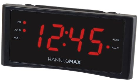 HANNLOMAX HX-151CR Alarm Clock Radio, PLL AM/FM Radio, Dual Alarm, 1.2 Green LED Display, AC Operation only. (Black)