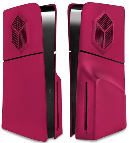 PS5 Slim Console Cover Plates Accessories Compatible with Playstation 5 Slim Disc Edition with Cooling Vents, SIKEMAY 2023 New Custom Separated Dustproof Side Panels/Faceplate/Skin/Shell - Red