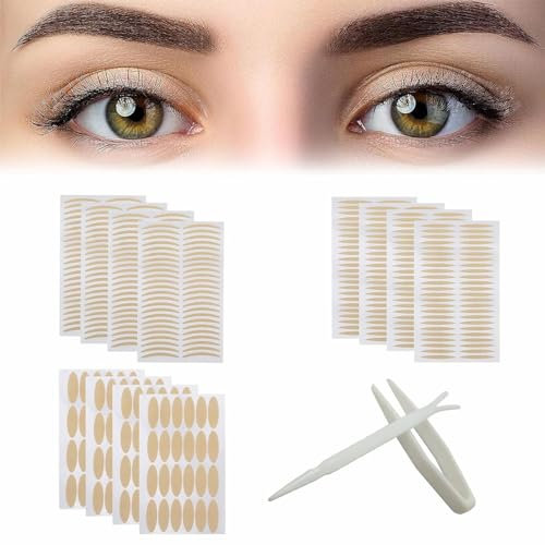 Schlupflider Stripes,Doppelte Augenlid Stripes,Schlupflider Tapes,Augenlid Stripes,Double-Sided Eyelid Tapes,Augenlid Stripes Unsichtbare,Wasserdicht Augenlidklebeband,mit Pinzette Gabelstange(480Pcs)