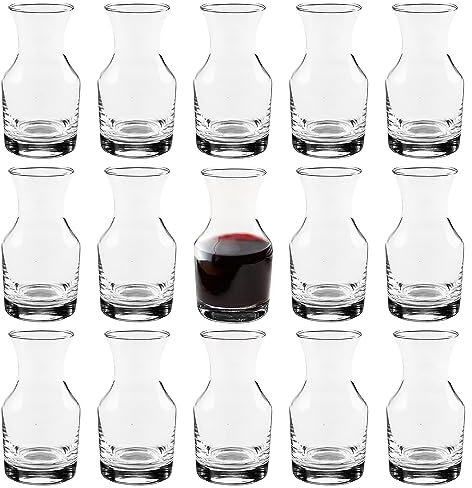 Paquete de 15 mini decantadores de vidrio, juego de jarras de vino de vidrio de una sola porción, pequeño decantador de vino individual, mini jarra para bares, fiestas, restaurantes, degustaciones