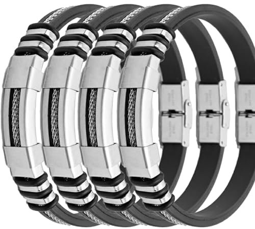 Oveallgo Apus Ion Therapeutische Titan Armband Elite Titan Einstellbare Titan Magnetarmband für Damen Herren (Silber, 4Stk.)