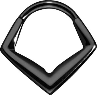 PIERCINGLINE Segmentring Clicker eckig Titan Piercing Nase Septum Ohr Helix Tragus Schwarz