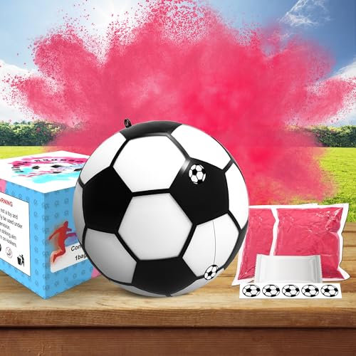 POPUPARTY Gender Reveal Fußball mit 2 Stück, rosa Pulver, für Baby-Jungen oder Mädchen, Geschlechtsoffenbarung, Babyparty, Partyzubehör, Fußballfans