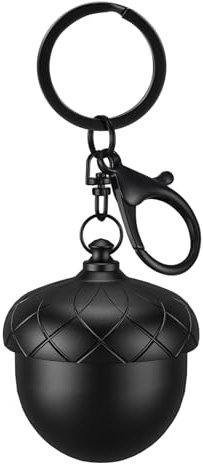 Aufew Mini Pill Holder, Portable Travel Pill Case with Keyring, Moisture-Proof Aluminium Tablet Box for Daily Medication, Vitamins (Acorn Shaped)