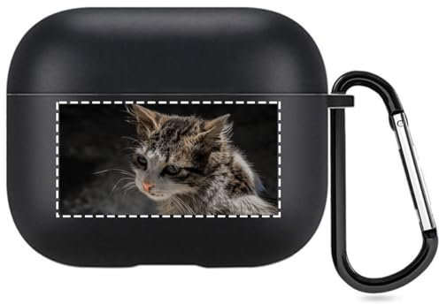 Individuelle Fototasche kompatibel mit Apple AirPods 3, personalisierte weiche Hülle mit Ihrem eigenen Bild und Text (Schwarz)