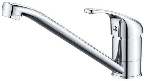 Jacurley Robinet Cuisine Monocommande, Mitigeur Cuisine Orientable à 360°, Robinets d'éVier de Cuisine, Commande de Chaud et de Froid, Chromé