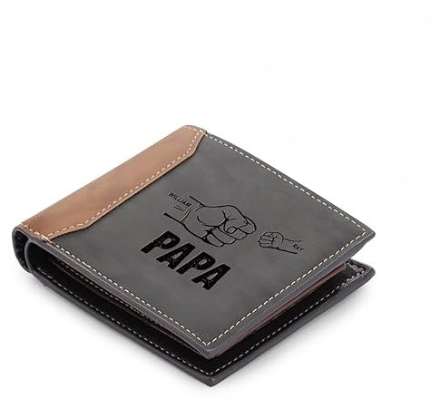 lorajewel Vatertagsgeschenk für Papa Geldbörse Herren Personalisiertes Leder Geldbörsen mit Name Foto Brieftasche Portmonee Geschenk für Männer