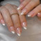JUSTOTRY 24 Stück Gestreift Nägel Zum Aufkleben Kurz,Weiß Mandel Press on Nails Muster,Glossy Oval Kunstnägel Fake Nails Mittel,French Fingernägel Künstliche Nägel für Frauen