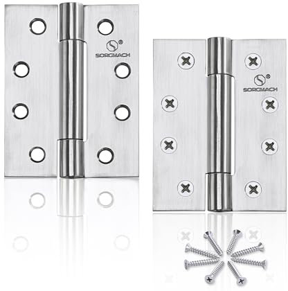 2 Stück Scharnier 100x76 mm 304 Edelstahl Scharnier Versteckte Lager Satin-Nickel Türschaniere Holztür Außen Schwerlastscharnier