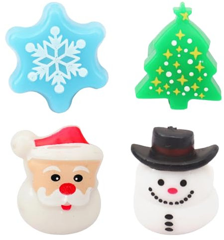 4 Stück Weihnachten Finger Licht Glow Up Ringe Licht Up Ringe Finger Ringe Weihnachten Party Favors Weihnachtsmann Weihnachtsbaum Schneemann Schneeflocke LED Blinkende Ringe Weihnachtsstrumpffüller
