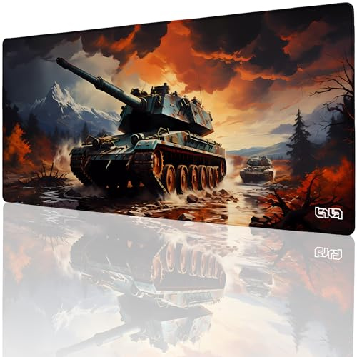 Tilt Grand Tapis de Souris Gamer XXL 90x40 cm | Tapis de Bureau Gaming Anti-Dérapant | Mouse Pad Imperméable pour PC et Accessoires Gaming | Tapis de Clavier (Tank Destroyer)