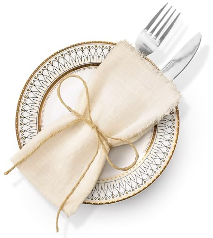 6 leinenservietten stoffservietten Rand stoffservietten servietten stoffservietten Cloth Napkins leinenservietten Serviette Hochzeit Party Western-Stil Tischdekorat【42 x 42cm Helles Khaki】