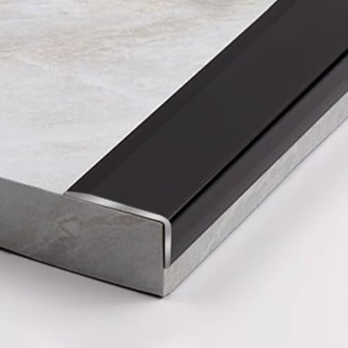 Jievmrs Door Threshold Strip L Shaped Metal Tile/Wood Edge Trim Strip，Extra Narrow Wall Corner Protector for Interior，flooring/Walls/Step Edge Guard Decoration Cover(Black)