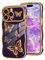 Urarssa for iPhone 14 Pro Case, Womens Girls Cute Butterfly Pattern Curly Wave Frame Case, Shockproof Raised Lens Protection Soft Silicone TPU Bumper Luxury Plating Glossy Phone Cover, Dark Purple