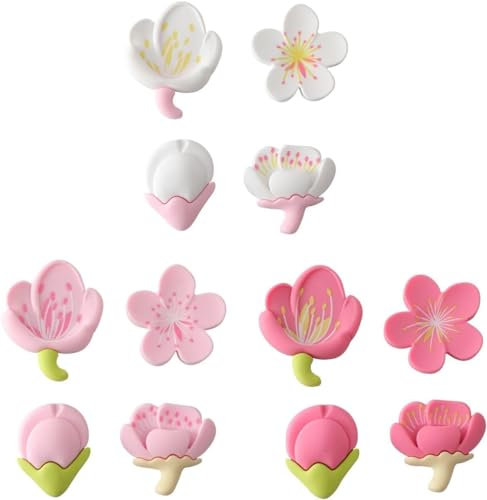 12Pcs Pink 3D Sakura Flower Fridge Magnet, Cute Magnets for Locker Decor, Kawaii Whiteboard Magnets, Floral Refrigerator Magnets for Fridge, Kawaii Stuff for Locker Decorations, Refrigerator Magnets