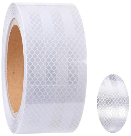 XIATIAN Catarifrangente Nastro Riflettente 5 cm x 10 m, Nastro Catarifrangente Adesivo, Strisce Catarifrangenti Adesive per Automobili, Veicoli e Trattori (Bianco)