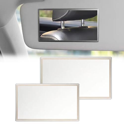 2PCS Auto Sun Visor HD Makeup Mirror, Sun Visor Mirrors, Self-Adhesive Car Vanity Mirror, Universal Car Interior Cosmetic Mirrors(15×8cm/11×6.5cm)