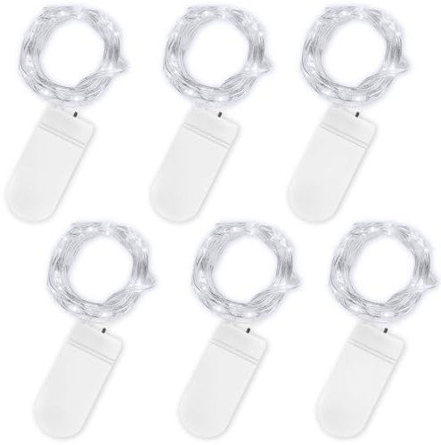 Jsdoin LED Mini Lichterkette mit Batterie, 6x20er Micro Lichterkette außen Batterie, 2M DIY kleine Lichterketten Wasserdicht für Party Hochzeit Weihnachten Beleuchtung Deko (Kaltweiß)