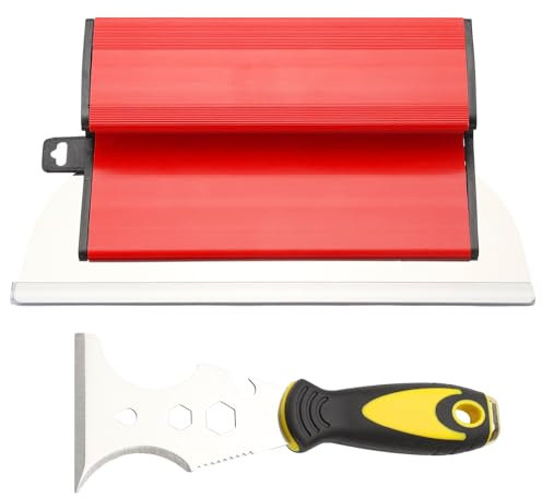 Drywall Skimming Blade, 25cm Smoothing Spatula Drywall Professional Plastering Trowel for Wall-Board Wall Plastering Tools, High Grade Durable Semi Flexible Finishing Trowel with Z-Shaped Handle