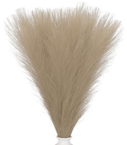 PATIKIL 17,7 Zoll Pampas Dekor, 50 Stück Künstliche Pampas Großhandel Flauschiges Faux Gras Klein Getrocknet für Zuhause Boho Dekor Vase Hochzeit, Braun