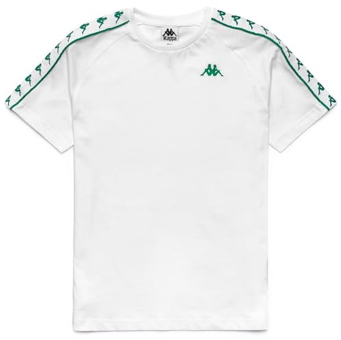 Kappa Coen Slim 222 Banda Tee Bequemes und stylisches technisches T-Shirt, Weiß-Grünes T-Shirt, Größe S