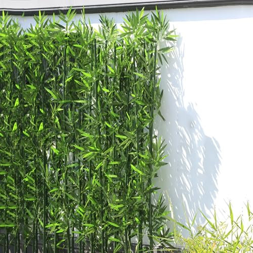 Bambou artificiel pour jardin, terrasse, clôture d'intimité (100 cm), verdure décorative pour terrasse, coupe-vent, résistante aux UV, installation facile