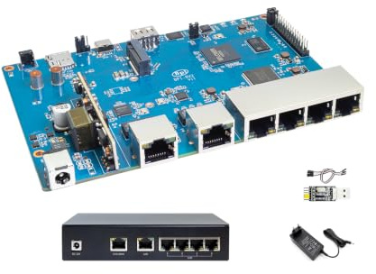Banana Pi BPI-RV2 RISC-V Router Board Gateway Board 512MB DDR3 RAM | 1x 2.5G WAN 5x Gigabit LAN M.2 MINI PCIE USB 2.0, für Enterprise Grid Gateway Workstation Hosts (with Case,POE Kit)