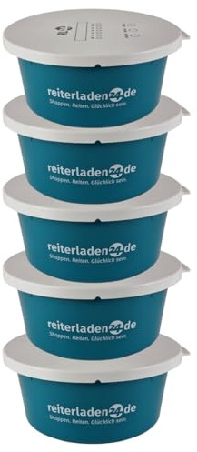 RL24 - Leckerlischale – Wasserblau – 5 Schalen á 6l (5er Set) | Müslischale mit Deckel für Pferde – Futterschale zur Aufbewahrung von Leckerli & Pferdefutter – Leckerli-Dose