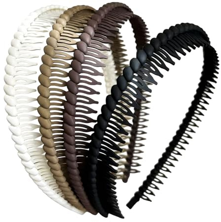 Aribliseza Serre-tête pour femmes, 4 pièces, Serre-tête en zigzag, Accessoires cheveux en plastique à la mode pour femmes, Bandeau à dents antidérapant pour la maison ou le trajet