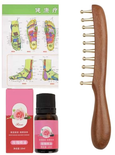 Kopfhaut Massagekamm Kopf Gua-Sha Werkzeuge | Massagekamm mit Kupferkopf Für Frauen Männer Erwachsene Senioren Zuhause Büro Wohnung Reisende Spa Liebhaber Salon Tägliche