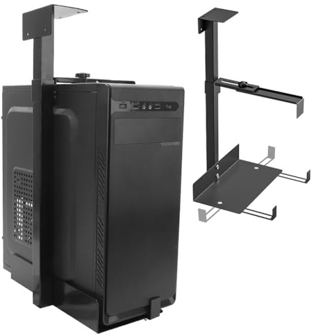 PC Halterung Unter Schreibtisch, Verstellbare Computer Halterung unter Schreibtisch Aufhängung Halter für Untertisch PC HeavyDuty Computergehäuse-Halterung Funktioniert mit den meisten Hosts (Schwarz)