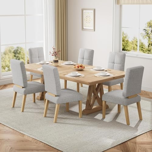 HOMRELEXA Holz Esszimmerstühle 6er Set, Küchenstühle 6er Set, Dining Chairs mit Wolkig-weicher Sitzpolsterung und Verstärkter Struktur, für Küche/Wohnzimmer/Essbereich, Einfach zu Montieren, Grau