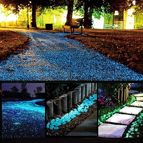Leuchtsteine, im Dunkeln leuchtende Kieselsteine, 150 Stück, für Gehwege, Fenster, Hofgras, Auffahrt, Outdoor-Dekoration, DIY, dekorative Kiessteine, Aquarium-Dekoration (blau)
