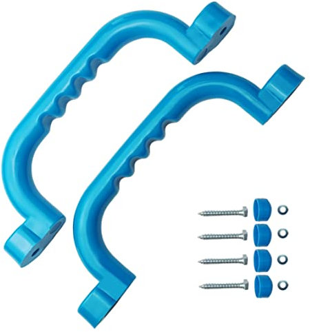 OTITU Haltegriffe Für Spielanlagen Griffe Set 2 Stück - Klettergerüste Griffe Kinderspielplatz rutschfeste Spielhäuser Stelzenhäuser - Griffgarnitur 240x75 mm Handgriff Spielanlagen Hellblau