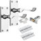 IRONZONE® 5 Sets of Premium Quality Victorian Scroll Lever Latch Door Handles Polished Chrome Hinges & Latch Pack Backplate Door Handles, Contemporary Design for Internal Wooden or Oak Doors