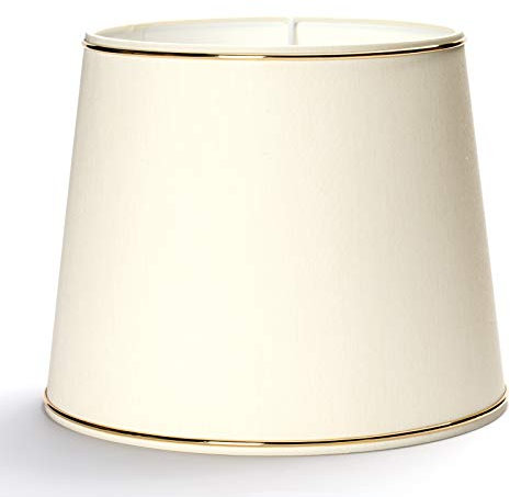 Ersatz Lampenschirm Stoffschirm creme mit Dekor Goldring Gold Schirm Aufnahme f. Fassung E27 Goldkante beige (25x20cm)