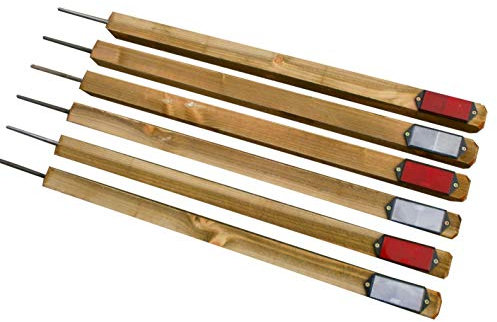 Pack of 6 3ft (90cm) Timber Reflective Keep Off Grass Verge Posts Boundary Markers, Push in Ground