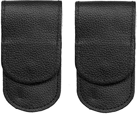 May - Set 2x Nagelpflege-Etui leer - Taschen-Etui für bis zu 3 Teile aus schwarzem Kunstleder