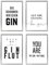Heimlich® Premium Poster Set mit Bilderrahmen Aluminium Silber | 4 x DIN A4 - ca. 21x30 | Stilvolle Poster Collagen mit passenden Motiven als Wandbilder Wohnzimmer » Gin Lover «