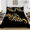 Michorinee Partner Bettwäsche Set 200x220 3 Teilig Mr und Mrs Schwarz Gold Love Herzen Ornamente Paare Bettbezug Wendemotiv Microfaser Partnerbettwäsche Set - 200 x 220 + 2 x 80 x 80 cm