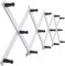 SKOLOO Porte-manteau mural en accordéon extensible moderne en bois massif, 14 chevilles, noir sur blanc