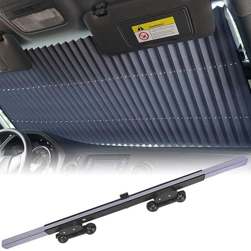 Parasol Plateado en acordeón para parabridad de Coche - Retráctil y Extensible - Parabrisas Delantero y Trasero - Recortable - Protección UV - Se suministra con 6 ventosas - 130 X 65 cm
