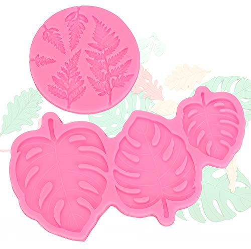 VCRANONR 2 Pcs Silikonform Blätter 3D Fondant Silikonform Monstera Fondant Silikonform Blätter Farnblatt Silikon Fondant Formen Lebensmittelqualität Backform Blatt für Tortedeko DIY Kuchen Süßigkeiten