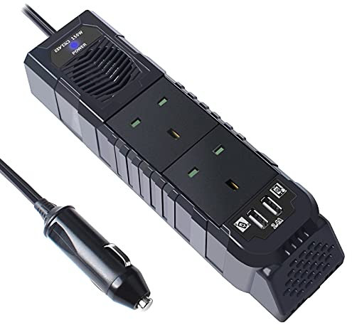 BYGD 150W Car Power Inverter DC 12V to 230V AC Converter with 2 UK Charger Outlets and Dual USB Ports Cigarette Lighter Socket Adapter